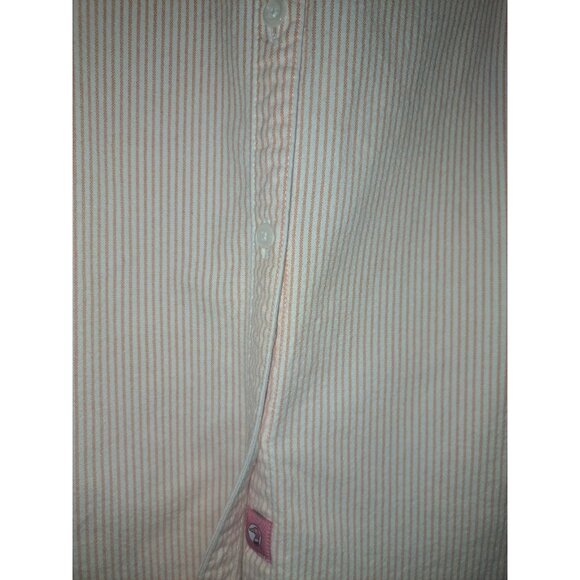 Duck Head Jeans Co. Womens Striped Button-Down Shirt M Peach/White Causal Preppy - Picture 5 of 8